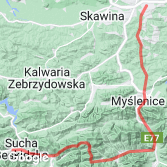Mapa Z Makowa na Koskową Górę i szosą na Kraków